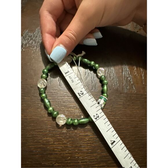 Women's Green Beaded Handmade Native American Art Bracelet Boho Western Navajo - Picture 5 of 5